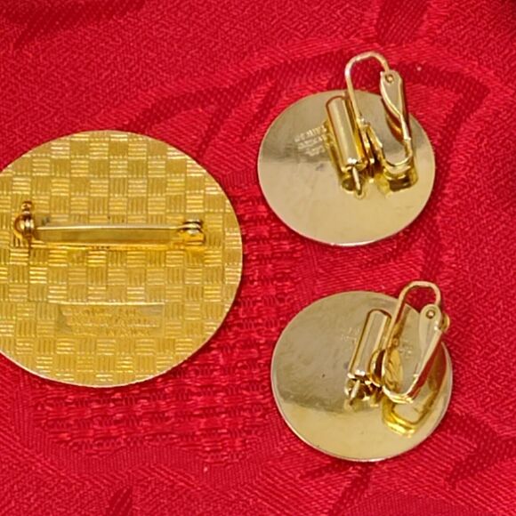 Barbara Lavallee Cartique Group of Enameled Brooch Pin W 2 Earrings Cloisonne - Picture 6 of 9